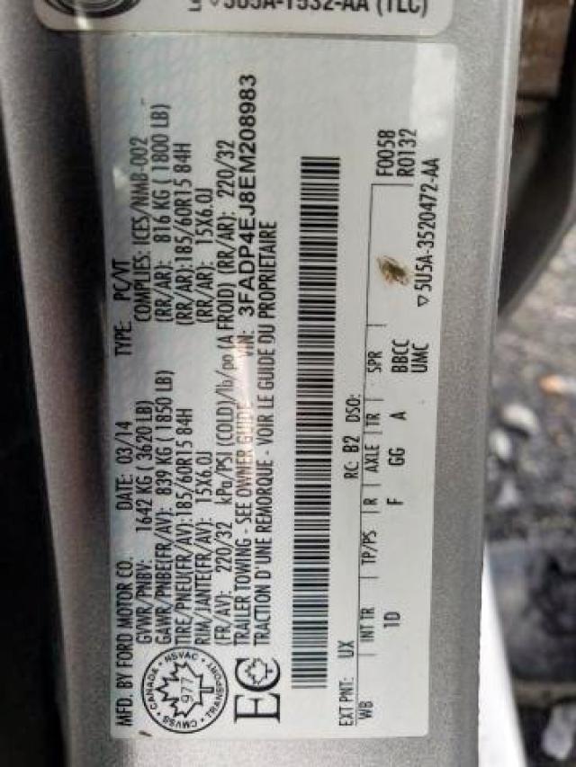 Photo 9 from auction – 2014 FORD FIESTA SE with VIN 3FADP4EJ8EM208983