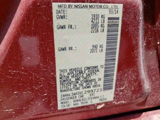 Photo 10 from auction – 2014 NISSAN ALTIMA 2.5 with VIN 1N4AL3AP2EC299723