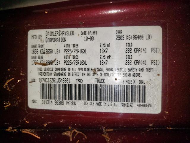 Photo 10 from auction – 2001 DODGE RAM 1500 with VIN 1B7HC13Z61J546601