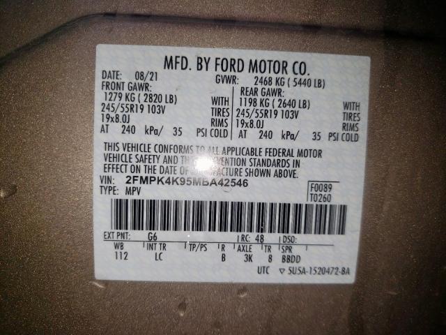 Photo 10 from auction – 2021 FORD EDGE TITAN with VIN 2FMPK4K95MBA42546