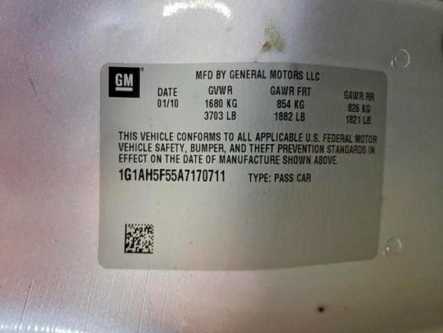 Photo 10 from auction – 2010 CHEVROLET COBALT with VIN 1G1AH5F55A7170711
