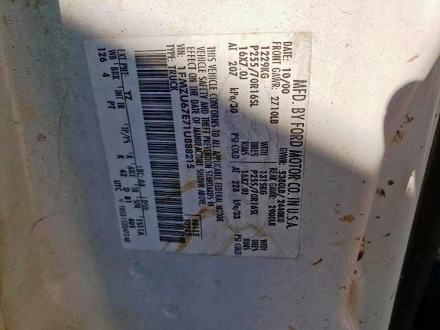 Photo 10 from auction – 2001 FORD EXPLORER S with VIN 1FMZU67E71UB88215