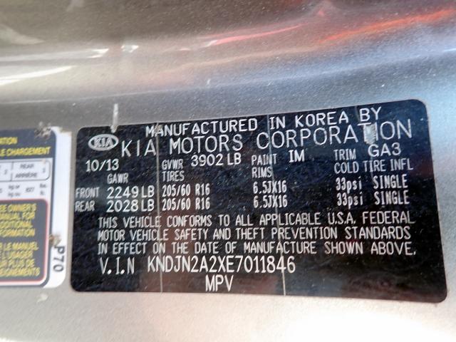 Photo 10 from auction – 2014 KIA SOUL with VIN KNDJN2A2XE7011846