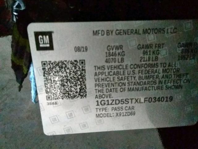 Photo 10 from auction – 2020 CHEVROLET MALIBU LT with VIN 1G1ZD5STXLF034019