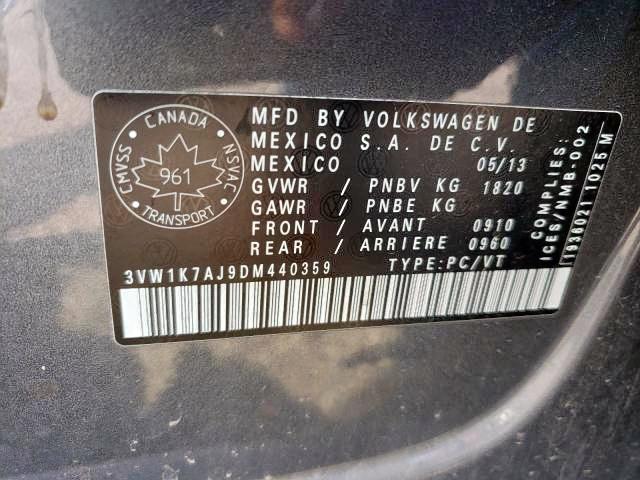 Photo 9 from auction – 2013 VOLKSWAGEN JETTA BASE with VIN 3VW1K7AJ9DM440359