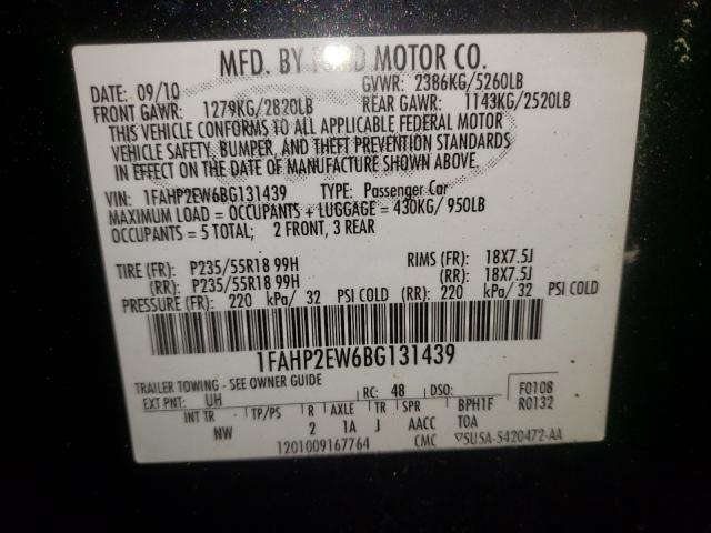 Photo 10 from auction – 2011 FORD TAURUS SEL with VIN 1FAHP2EW6BG131439