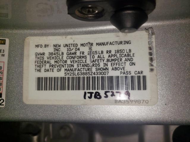 Photo 10 from auction – 2005 PONTIAC VIBE with VIN 5Y2SL63885Z433007
