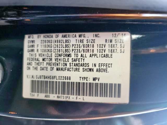 Photo 10 from auction – 2015 ACURA RDX TECHNO with VIN 5J8TB4H58FL022688