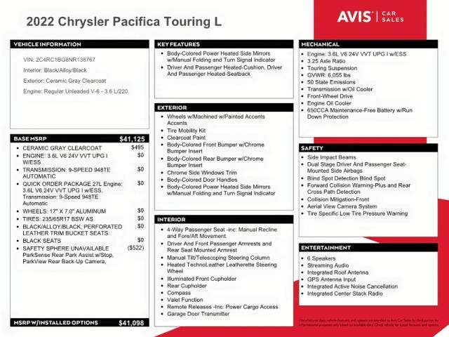 Photo 10 from auction – 2022 CHRYSLER PACIFICA T with VIN 2C4RC1BG8NR138767
