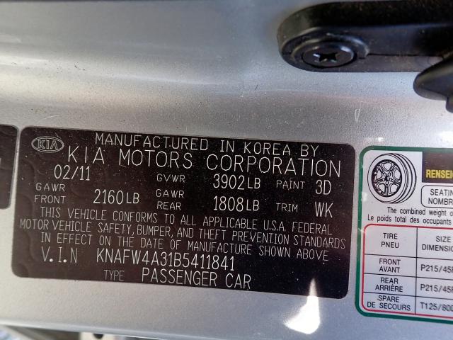 Photo 10 from auction – 2011 KIA FORTE SX with VIN KNAFW4A31B5411841