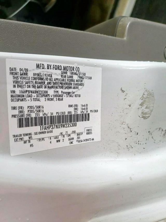 Photo 10 from auction – 2009 FORD FOCUS SEL with VIN 1FAHP37NX9W235300