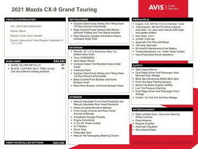 Photo 10 from auction – 2021 MAZDA CX-9 GRAND with VIN JM3TCBDY4M0516407