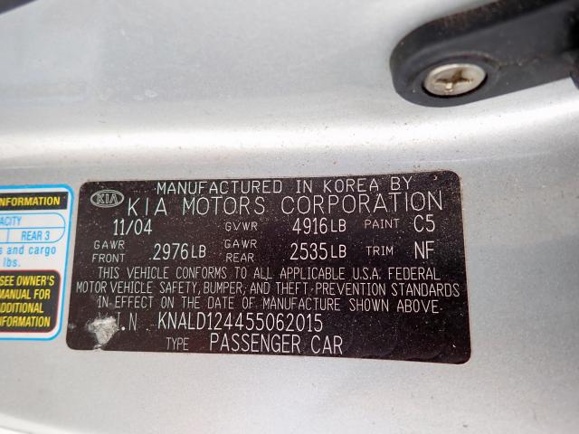 Photo 10 from auction – 2005 KIA AMANTI with VIN KNALD124455062015