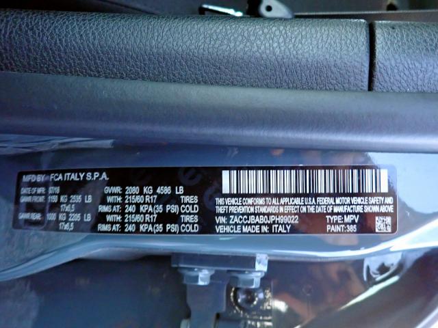 Photo 10 from auction – 2018 JEEP RENEGADE S with VIN ZACCJBAB0JPH99022