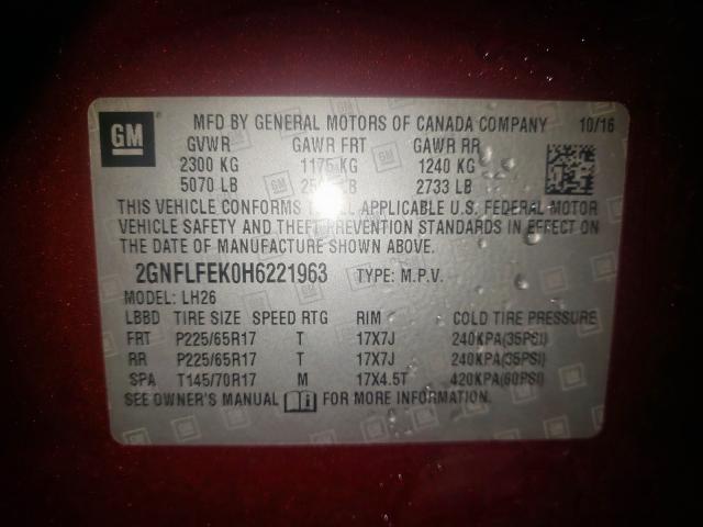 Photo 10 from auction – 2017 CHEVROLET EQUINOX LT with VIN 2GNFLFEK0H6221963
