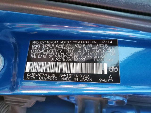 Photo 10 from auction – 2014 TOYOTA PRIUS C with VIN JTDKDTB36E1562931