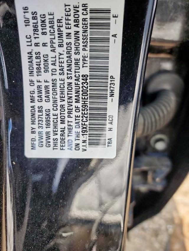 Photo 10 from auction – 2017 HONDA CIVIC LX with VIN 19XFC2E59HE002348