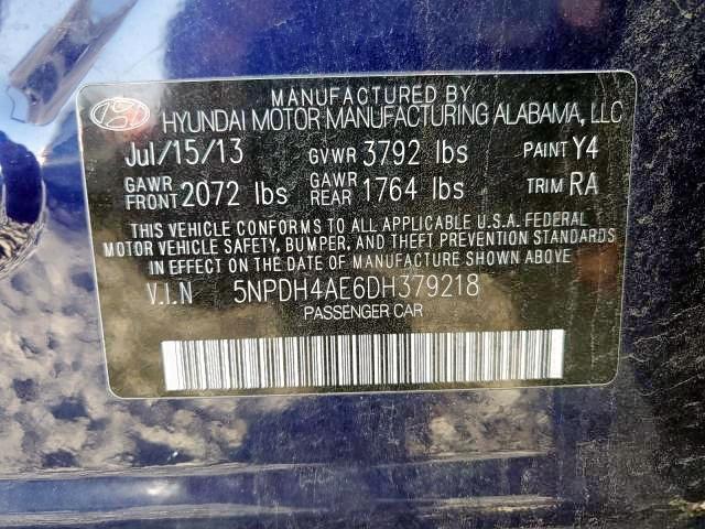 Photo 10 from auction – 2013 HYUNDAI ELANTRA with VIN 5NPDH4AE6DH379218