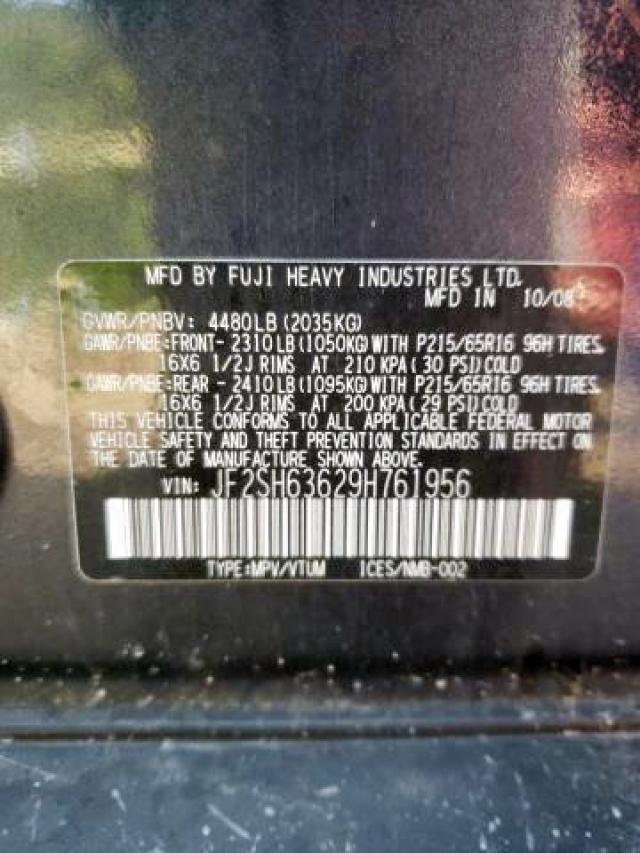 Photo 9 from auction – 2009 SUBARU FORESTER 2 with VIN JF2SH63629H761956