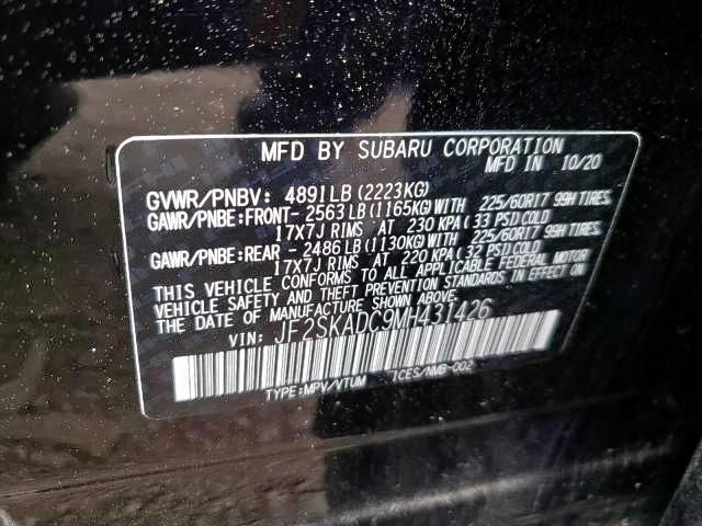 Photo 10 from auction – 2021 SUBARU FORESTER with VIN JF2SKADC9MH431426