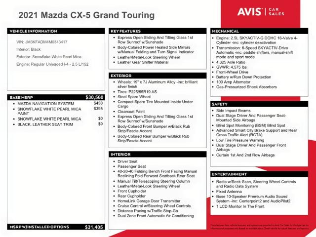Photo 10 from auction – 2021 MAZDA CX-5 GRAND with VIN JM3KFADM4M0343417