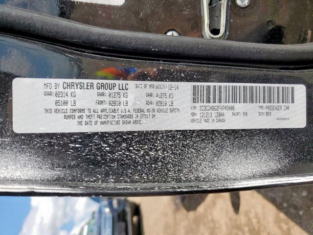 Photo 10 from auction – 2015 DODGE CHARGER SE with VIN 2C3CDXBG2FH745006