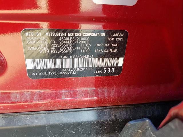 Photo 9 from auction – 2022 MITSUBISHI ECLIPSE CR with VIN JA4ATVAA2NZ611869