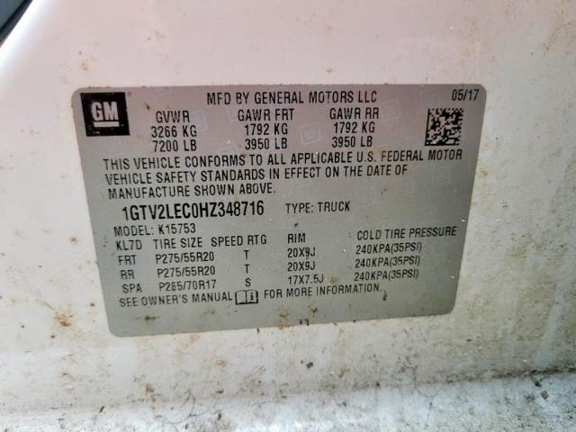 Photo 10 from auction – 2017 GMC SIERRA K15 with VIN 1GTV2LEC0HZ348716