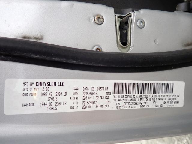 Photo 10 from auction – 2008 JEEP COMPASS SP with VIN 1J8FF47W38D681603