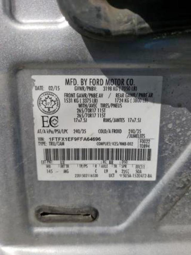 Photo 9 from auction – 2015 FORD F150 SUPER with VIN 1FTFX1EF9FFA64696