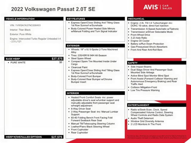 Photo 10 from auction – 2022 VOLKSWAGEN PASSAT SE with VIN 1VWSA7A37NC008493