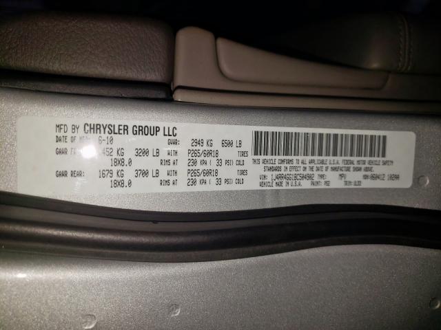 Photo 10 from auction – 2011 JEEP GRAND CHER with VIN 1J4RR4GG1BC504902