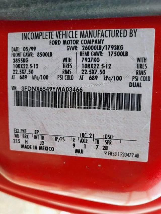 Photo 10 from auction – 2000 FORD F650 SUPER with VIN 3FDNX6549YMA03466