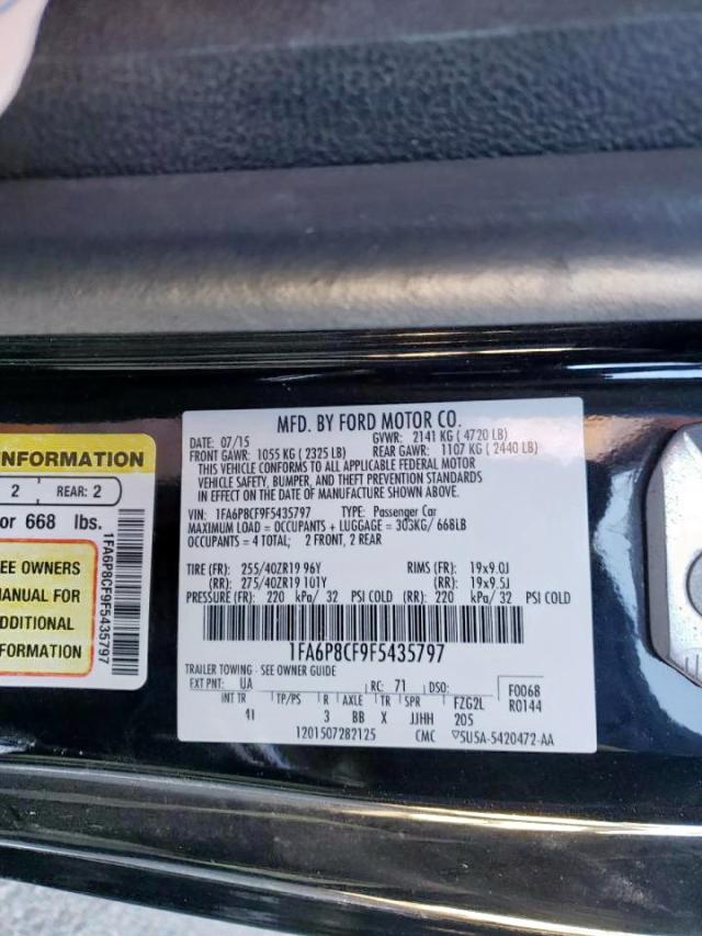 Photo 10 from auction – 2015 FORD MUSTANG GT with VIN 1FA6P8CF9F5435797