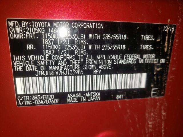 Photo 10 from auction – 2017 TOYOTA RAV4 SE with VIN JTMJFREV7HJ133985