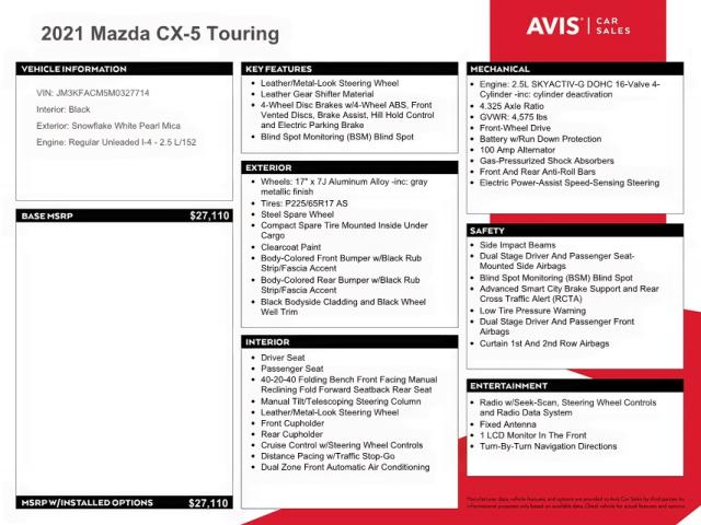 Photo 10 from auction – 2021 MAZDA CX-5 TOURI with VIN JM3KFACM5M0327714