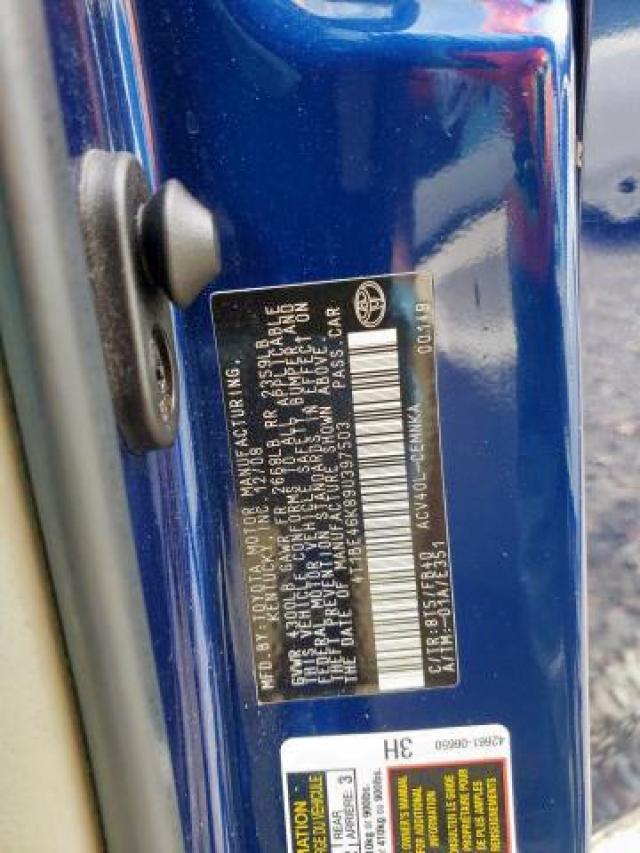 Photo 9 from auction – 2009 TOYOTA CAMRY BASE with VIN 4T1BE46K89U397503