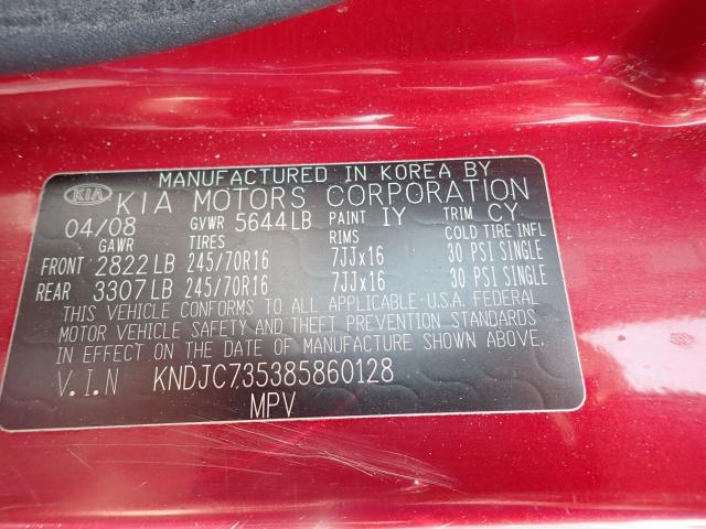 Photo 10 from auction – 2008 KIA SORENTO EX with VIN KNDJC735385860128