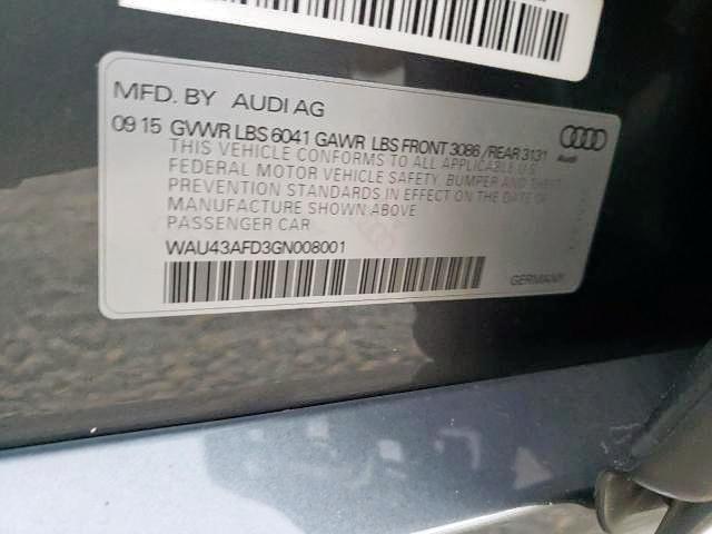 Photo 10 from auction – 2016 AUDI A8 L QUATT with VIN WAU43AFD3GN008001