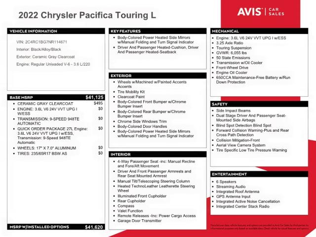 Photo 10 from auction – 2022 CHRYSLER PACIFICA T with VIN 2C4RC1BG7NR114671