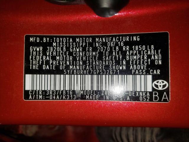 Photo 10 from auction – 2016 TOYOTA COROLLA L with VIN 5YFBURHE7GP532671