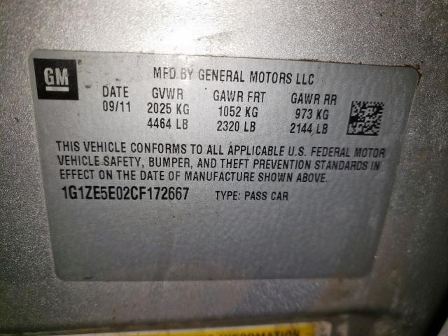 Photo 10 from auction – 2012 CHEVROLET MALIBU LTZ with VIN 1G1ZE5E02CF172667
