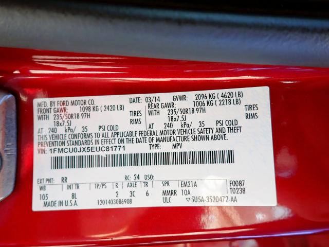 Photo 10 from auction – 2014 FORD ESCAPE TIT with VIN 1FMCU0JX5EUC81771