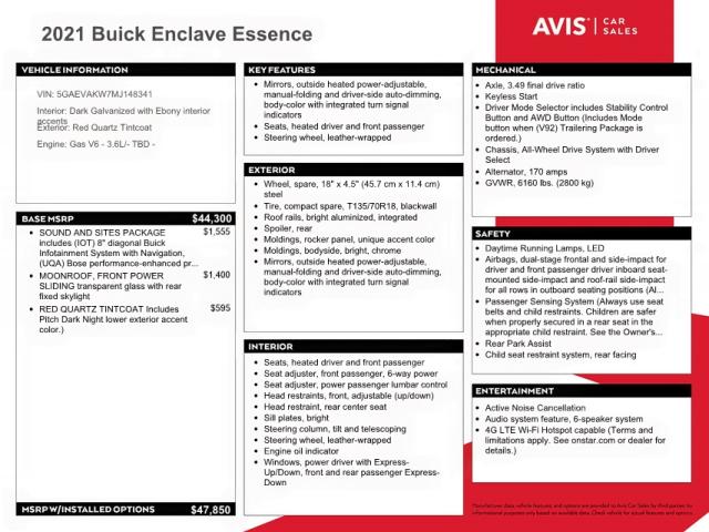 Photo 10 from auction – 2021 BUICK ENCLAVE ES with VIN 5GAEVAKW7MJ148341
