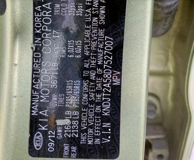 Photo 10 from auction – 2013 KIA SOUL with VIN KNDJT2A58D7527007