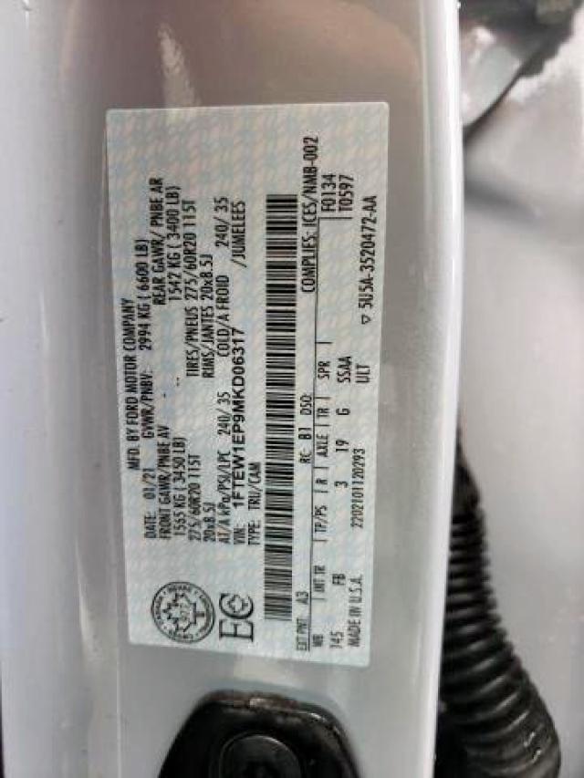 Photo 9 from auction – 2021 FORD F150 SUPER with VIN 1FTEW1EP9MKD06317