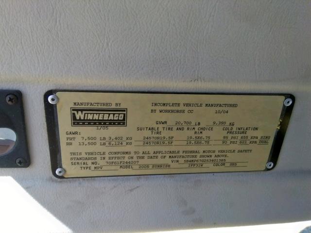 Photo 10 from auction – 2005 ITAS MOTORHOME with VIN 5B4MP67G253401385