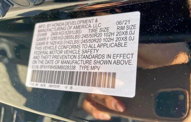 Photo 10 from auction – 2021 HONDA PASSPORT E with VIN 5FNYF8H50MB028338