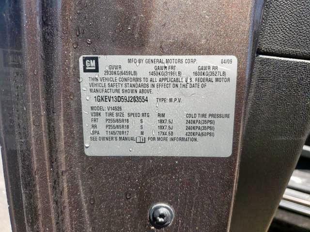Photo 10 from auction – 2009 GMC ACADIA SLE with VIN 1GKEV13D59J203554