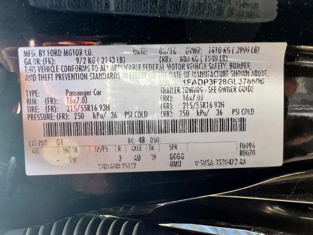 Photo 10 from auction – 2016 FORD FOCUS SE with VIN 1FADP3F28GL378606